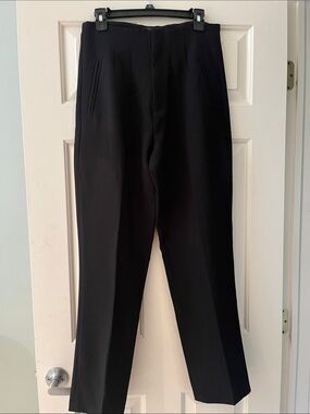 NWOT Banana Republic Black Straight-Leg high waist front zip Dress Pants